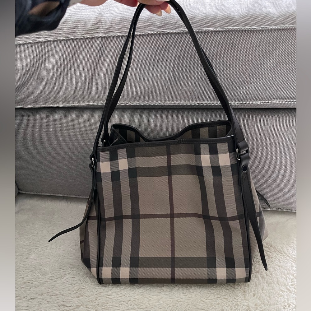 Burberry Canterbury Tote Smoked Check Coated Canvas with Pouch, NWOT